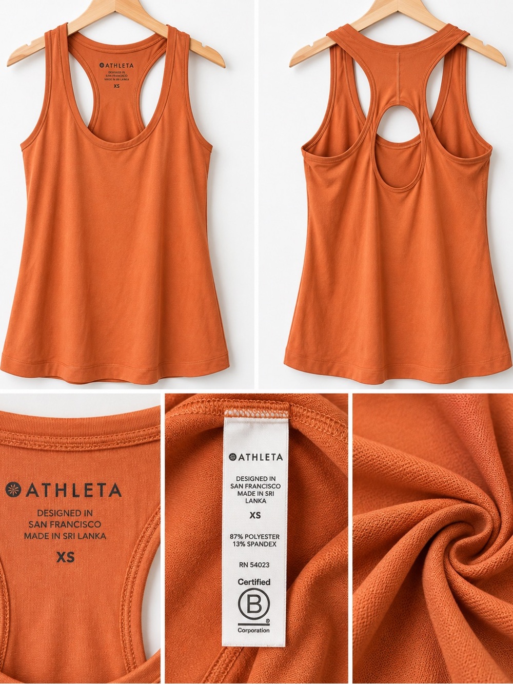 Athleta Rust Orange Racerback Tank with Circular Keyhole